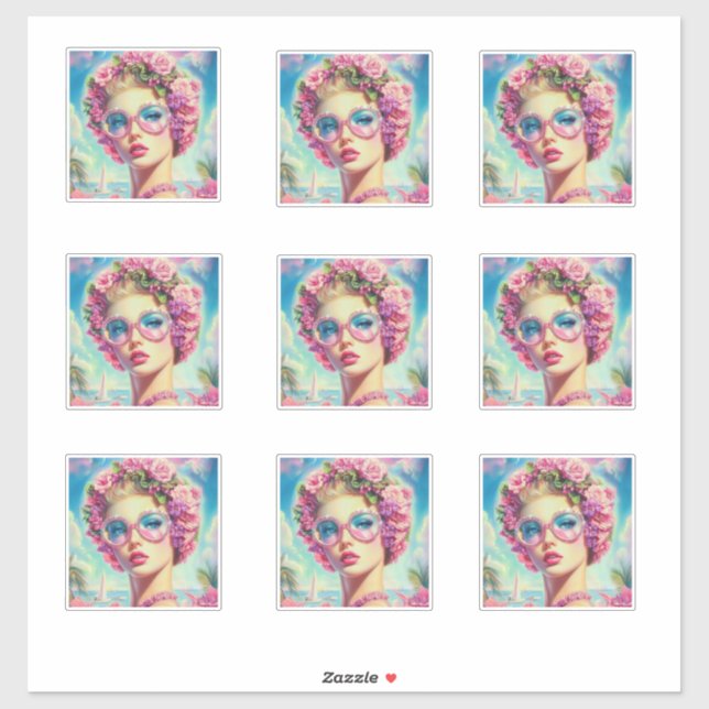 Tropischer Glamour-Sticker Aufkleber (Blatt)