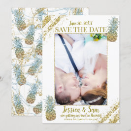 Tropischer Glitzer Ananas Save the Date Foto Einladung