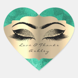 Tropischer Glitzer Gold Lash Eyes Liebe & Danke Gr Herz-Aufkleber