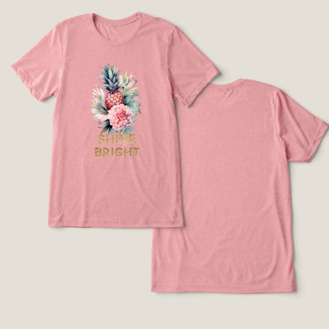 Tropischer Glitzer Shine Ananas Tri-Blend Shirt (Design Vorderseite & Rückseite)