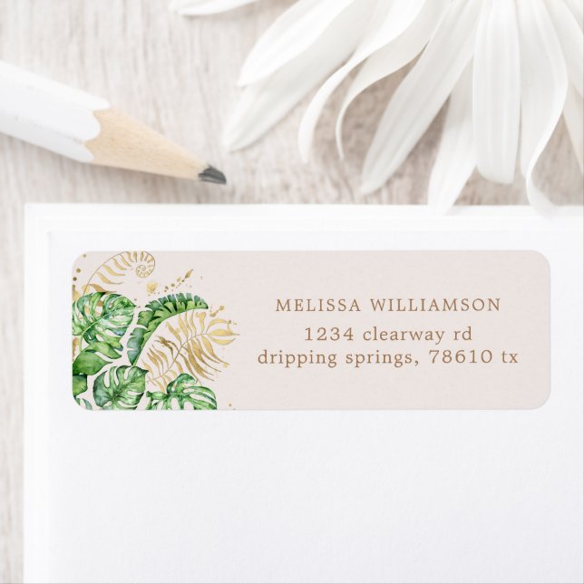 tropischer Golden Folied Return Address Label (Insitu)