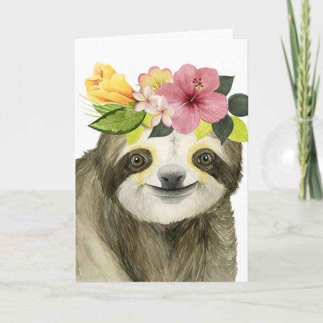 Tropischer Halo| Sweet Sloth Karte (Vorderseite)