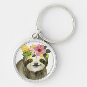 Tropischer Halo  Sweet Sloth Schlüsselanhänger