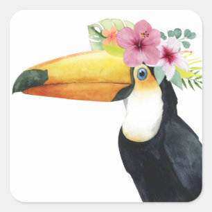 Tropischer Halo - Toucan Quadratischer Aufkleber