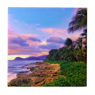 Tropischer Hawaii-Küste Sonnenuntergang Fliese
