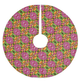 Tropischer Hawaiianischer Flora-Bohemisch Aloha Polyester Weihnachtsbaumdecke