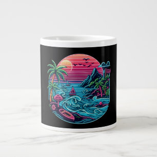 Tropischer/Hawaiianischer Neon-Strand Jumbo-Tasse