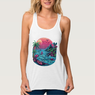 Tropischer/Hawaiianischer Neonstrand Tank Top