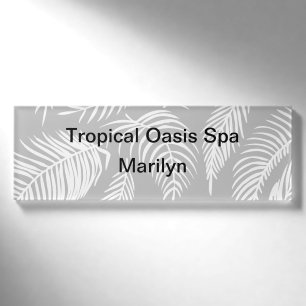 Tropischer hawaiianischer Palmenbaum-Blätter Well Namenschild