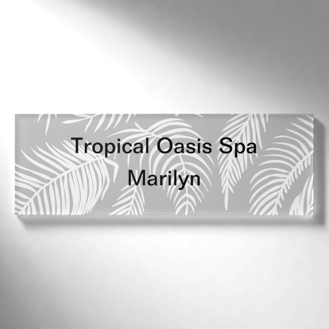 Tropischer hawaiianischer Palmenbaum-Blätter Welln Namenschild (Vorderseite)