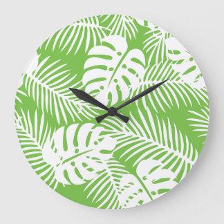 Tropischer Herbst, Sommerblattmuster Große Wanduhr