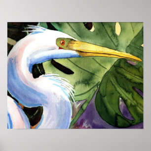 Tropischer Heron Poster