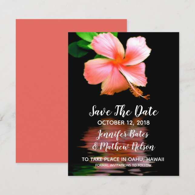 Tropischer Hibisken speichern Sie die Ankündigunge Einladung (Vorne/Hinten)