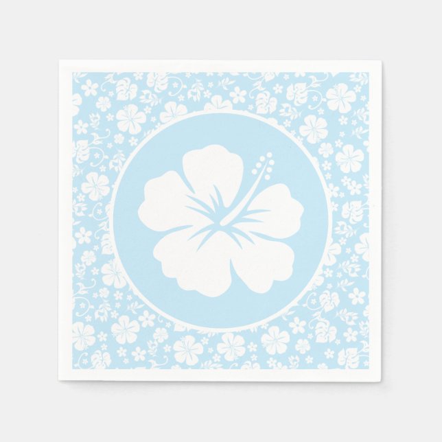Tropischer Hibiskus auf blau Serviette (Vorderseite)
