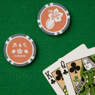 Tropischer Hibiskus auf Korallen Pokerchips