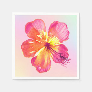 Tropischer Hibiskus auf Pink Yellow Aqua Ombre Serviette