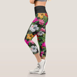 Tropischer Hibiskus Blume Capri Leggings