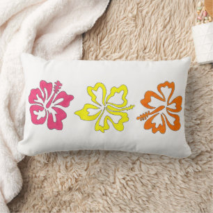 Tropischer Hibiskus Blume Gelb Rosa Orange Print Lendenkissen