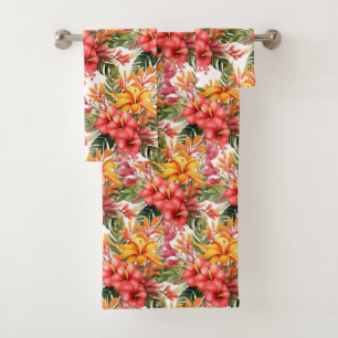 Tropischer Hibiskus Blume Handtuch Set