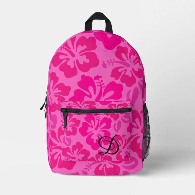 Tropischer Hibiskus Blume hawaii mädchenrosa Bedruckter Rucksack (Vorderseite)