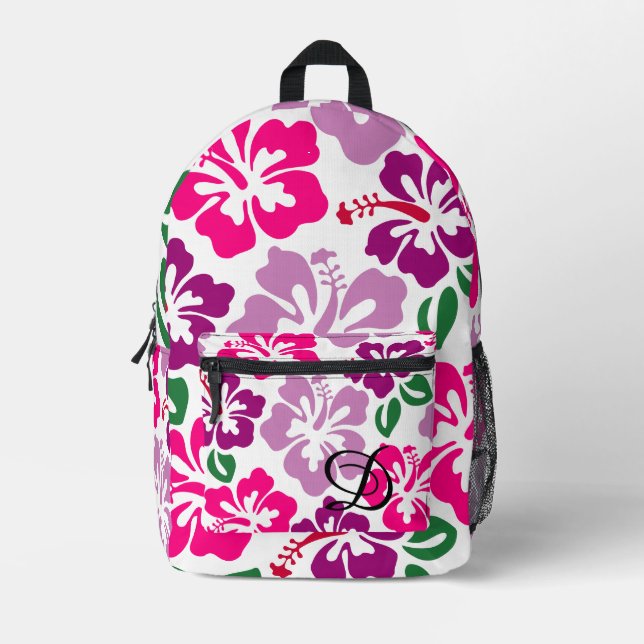 Tropischer Hibiskus Blume hawaii Rosa lila Bedruckter Rucksack (Vorderseite)
