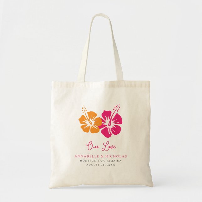 Tropischer Hibiskus Blume Hochzeitgäste Tragetasche (Vorne)