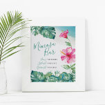 Tropischer Hibiskus Blume Mimosa Bar Poster<br><div class="desc">Verwenden Sie dieses niedliche Mimosa Bar Schild, um Ihren Tisch zu dekorieren und den Gästen zu helfen, ihre Getränke zuzubereiten. Dieses Schild wurde unter Verwendung meiner original Aquarellfarbe Rosa Hibiskus Blume und Monstera Palm Blätter entworfen und ist ideal für Brunch und Whirlpool's, Brautpartys, Babyduschen, Hochzeiten oder was auch immer Sie...</div>