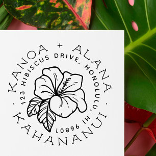 Tropischer Hibiskus Blume Paar Rücksendeadresse Permastempel