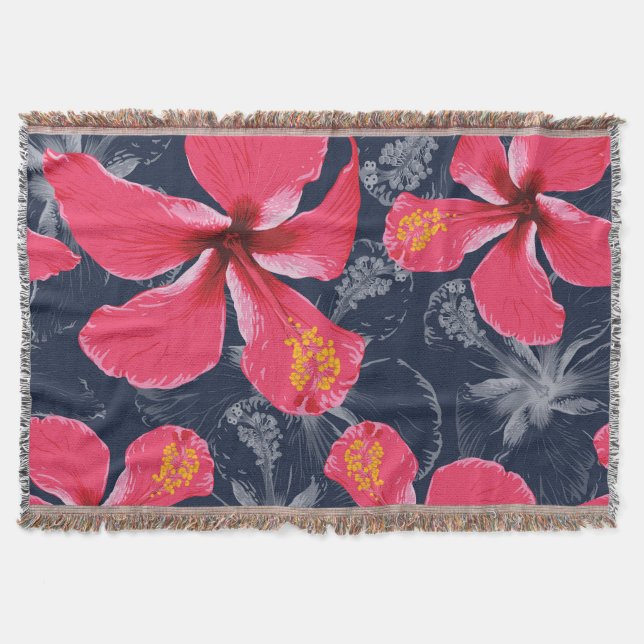 Tropischer Hibiskus Blume Sommerdesign Decke (Vorderseite)