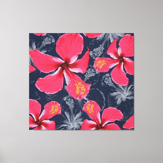 Tropischer Hibiskus Blume Sommerdesign Leinwanddruck (Vorderseite)