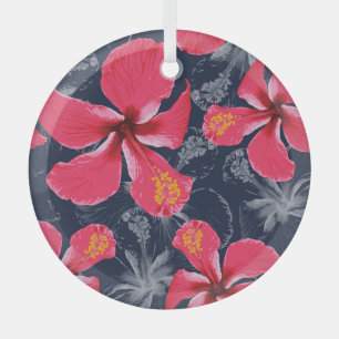 Tropischer Hibiskus Blume Sommerdesign Ornament Aus Glas