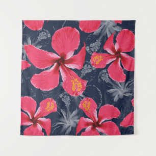 Tropischer Hibiskus Blume Sommerdesign Wandteppich