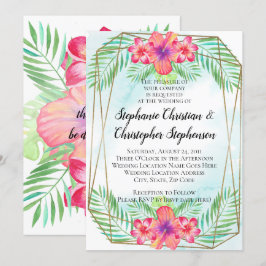 Tropischer Hibiskus Blume Wasserfarbenstrand Hochz Einladung