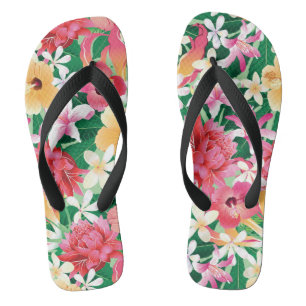 Tropischer Hibiskus Blumenmuster 2 Flip Flops