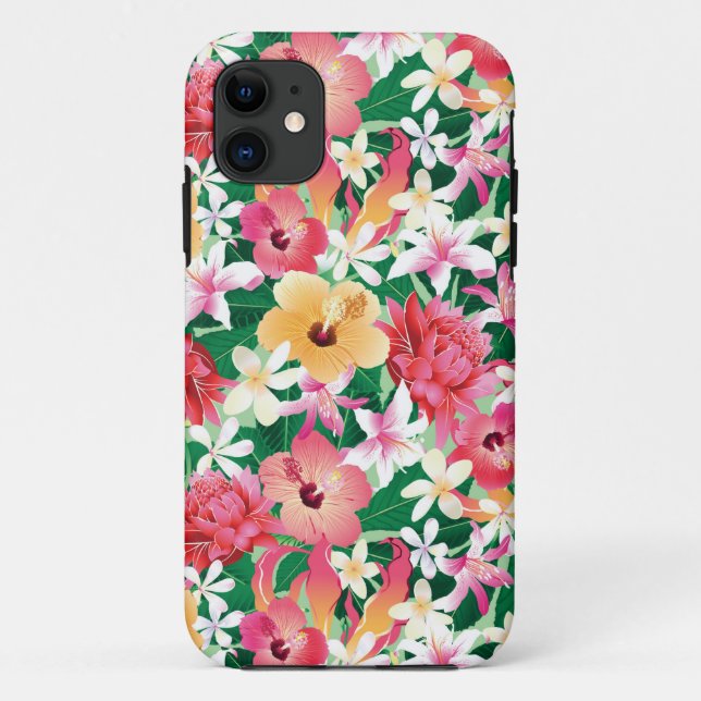 Tropischer Hibiskus-Blumenmuster Case-Mate iPhone Hülle (Rückseite)