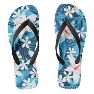 Tropischer Hibiskus Blumenmuster Flip Flops