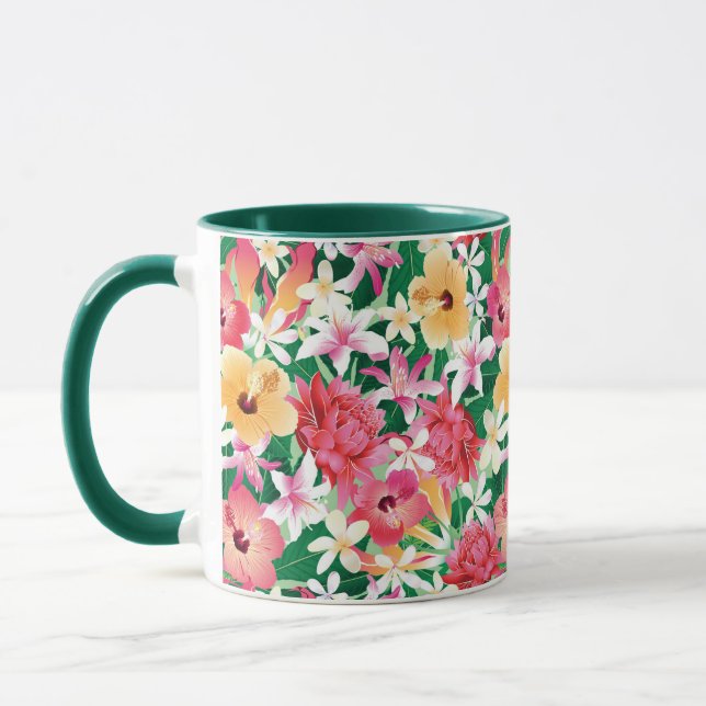 Tropischer Hibiskus Blumenmuster Tasse (Links)