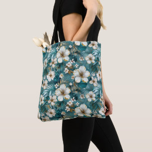 Tropischer Hibiskus-Blüten-Teal Tasche