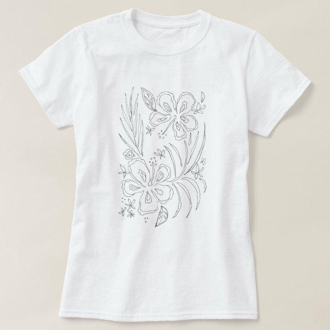 Tropischer Hibiskus-Farbton T-Shirt (Design vorne)