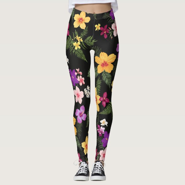 Tropischer Hibiskus, florale Ultra-Leggings Leggings (Vorderseite)