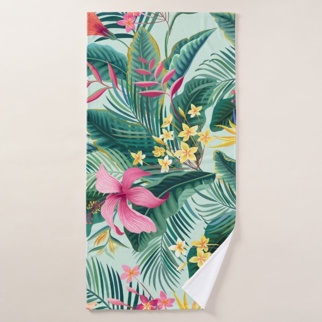 Tropischer Hibiskus: florales nahtloses Muster Badehandtuch (Badehandtuch)