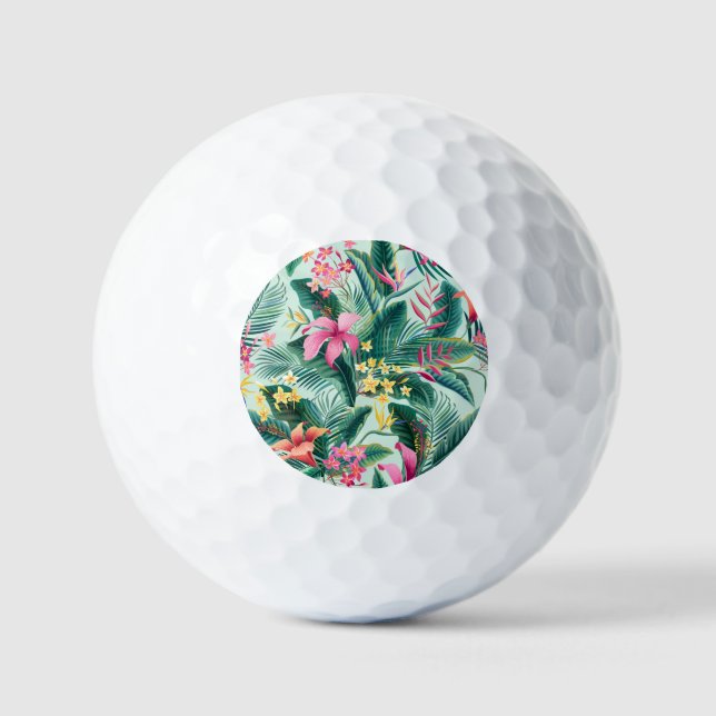Tropischer Hibiskus: florales nahtloses Muster Golfball (Vorderseite)