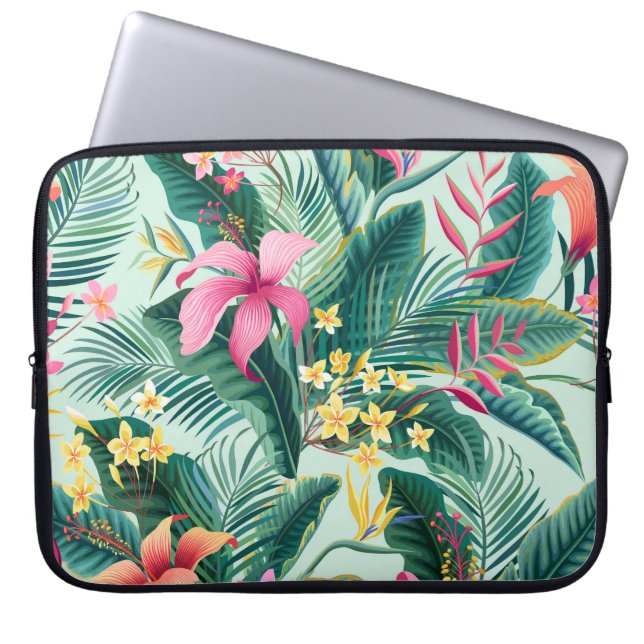Tropischer Hibiskus: florales nahtloses Muster Laptopschutzhülle (Vorderseite)