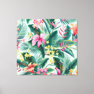 Tropischer Hibiskus: florales nahtloses Muster Leinwanddruck