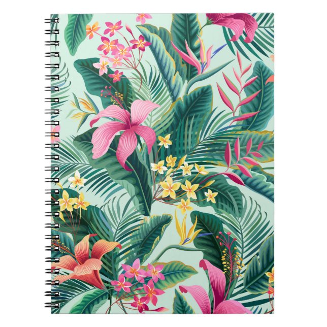 Tropischer Hibiskus: florales nahtloses Muster Notizblock (Vorderseite)