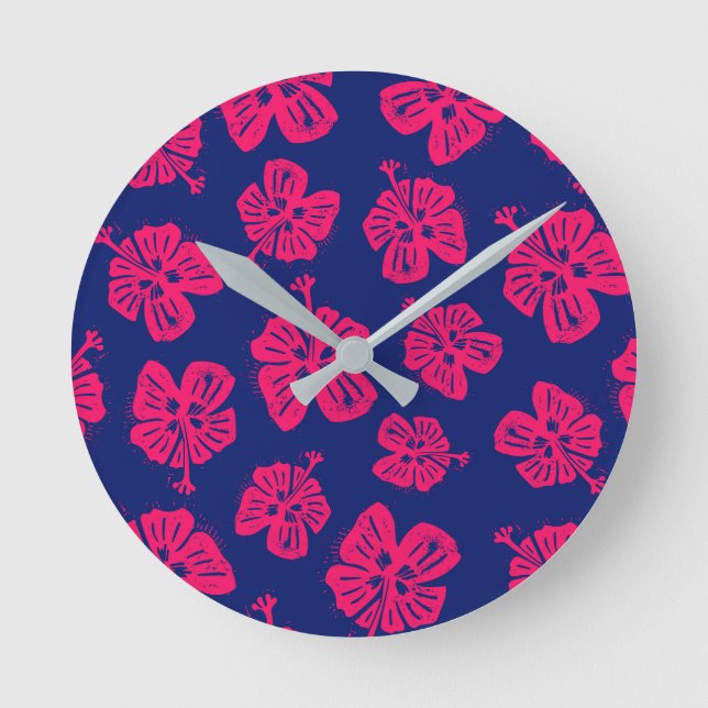 Tropischer Hibiskus für ein bisschen Paradies auf  Runde Wanduhr (Vorderseite)