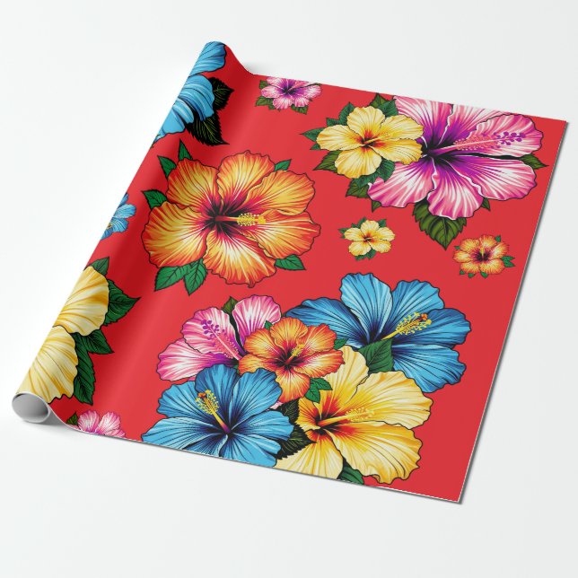 Tropischer Hibiskus Geschenkpapier (Ungerollt)