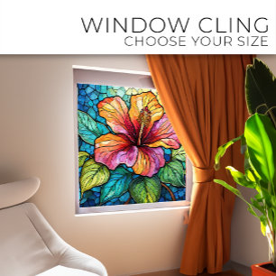 Tropischer Hibiskus Gewebte Glaskunst Fensteraufkleber