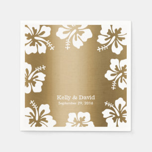 Tropischer Hibiskus Gold Hintergrund Elegante Hoch Serviette