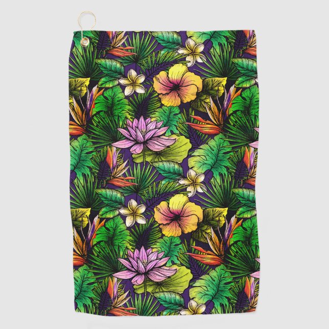 Tropischer Hibiskus Golfhandtuch (Vorderseite)
